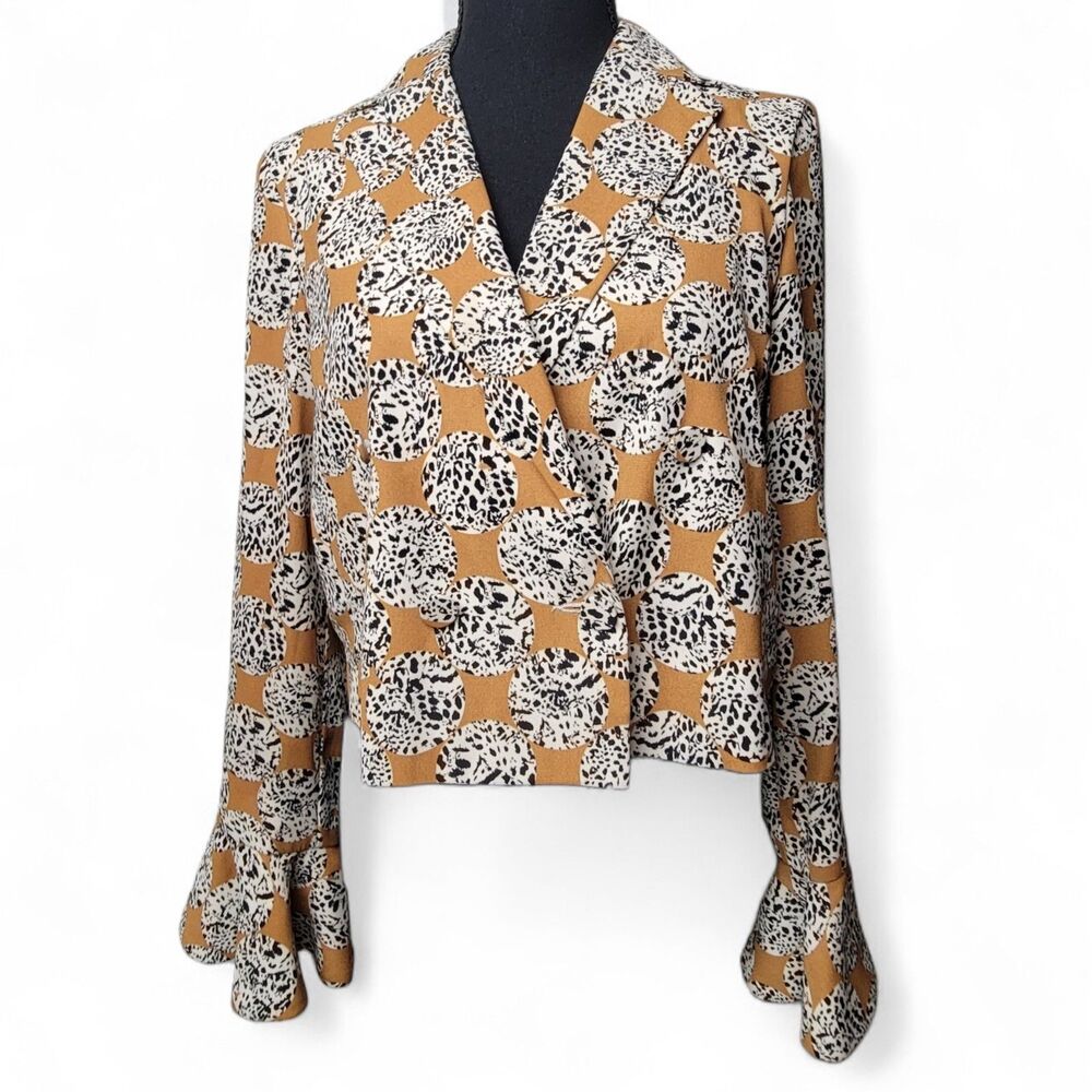 Topshop Animal Print Blazer Women's 6 Bolero Cropped 70s Mod Chic Retro Bold